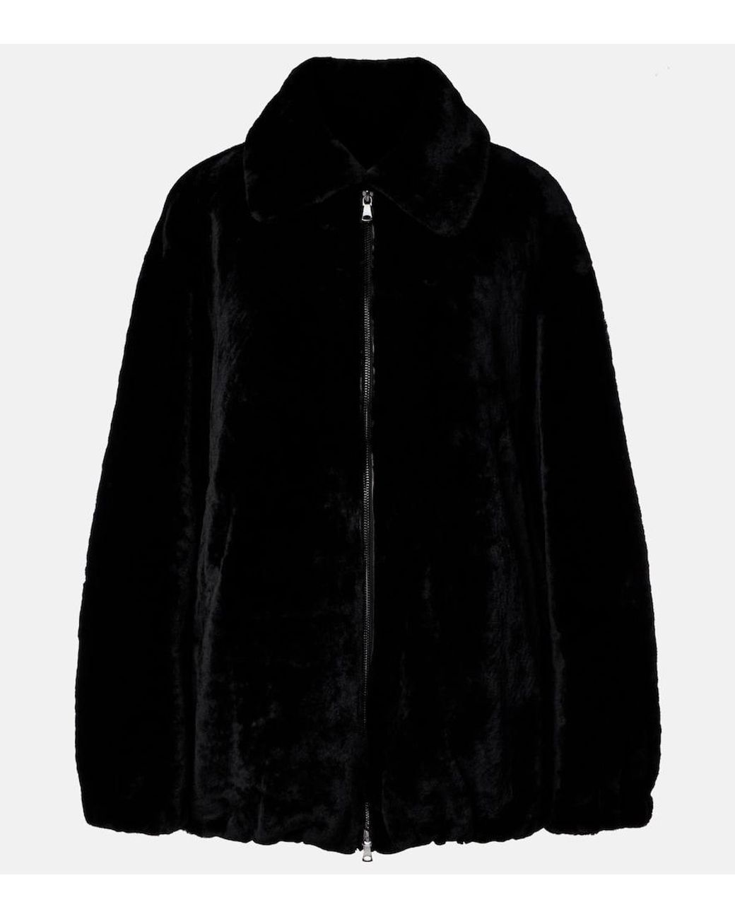 Nour Hammour Black Plush Shearling Jacket