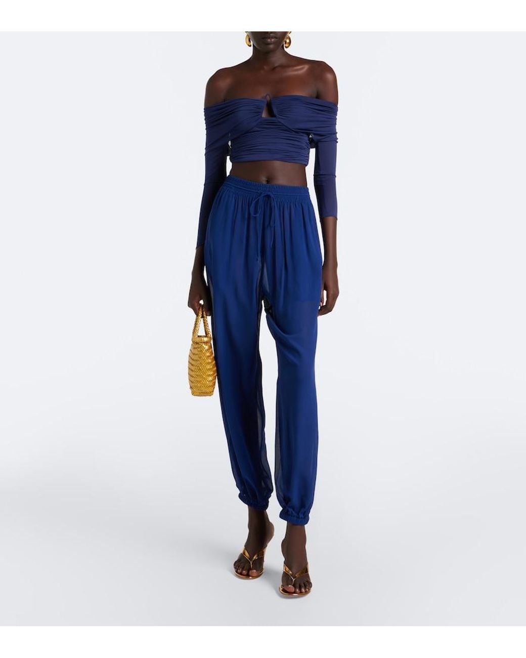 Christopher Esber Blue Bennett Silk Balloon Pants