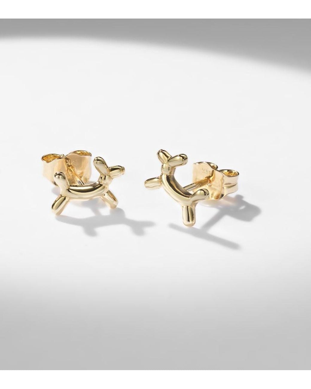 Sydney Evan White Balloon Dog 14Kt Earrings