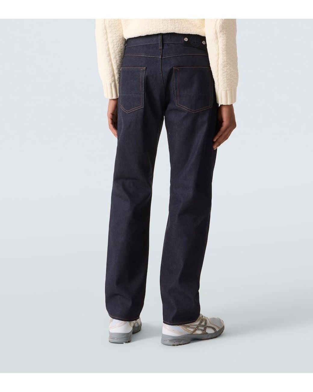 Stone Island Blue Mid-Rise Straight Jeans for men