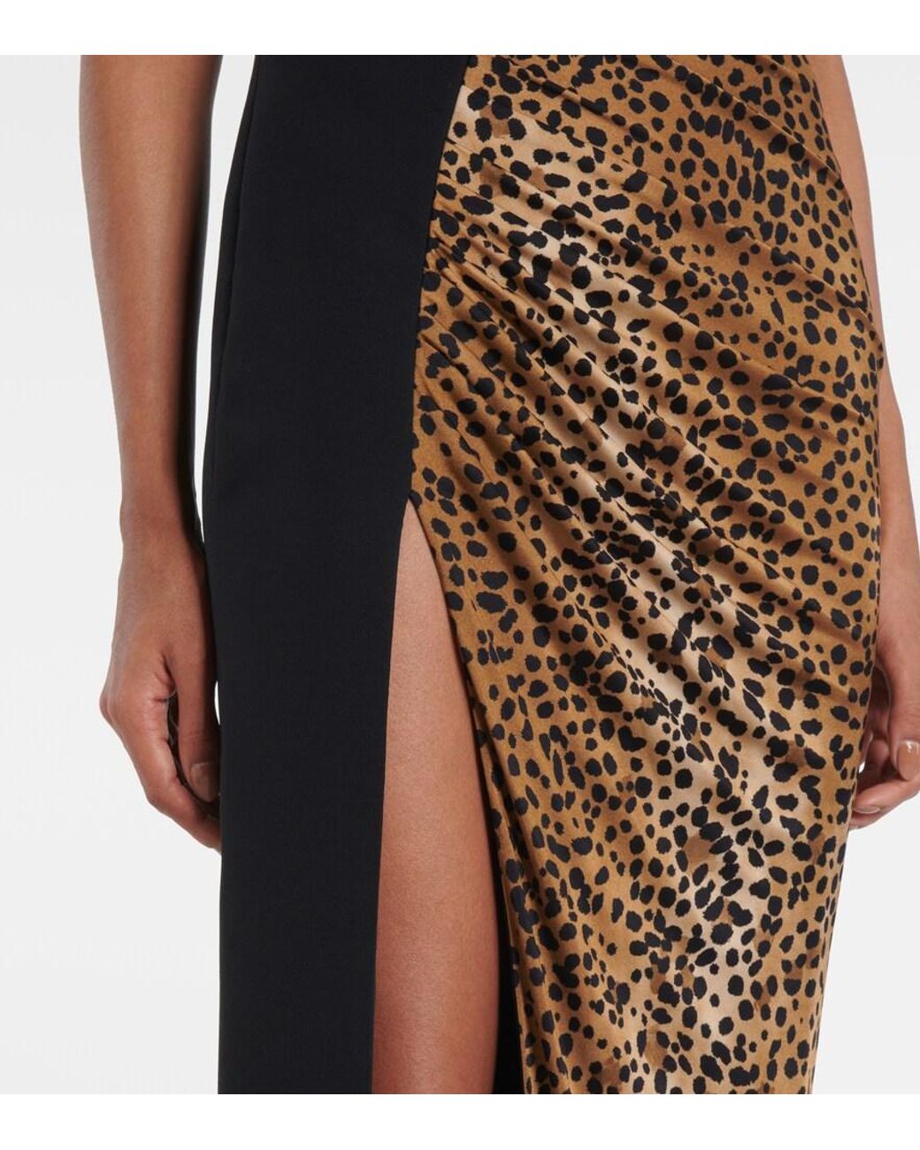 Versace Brown Leopard Medusa '95 Draped Maxi Dress