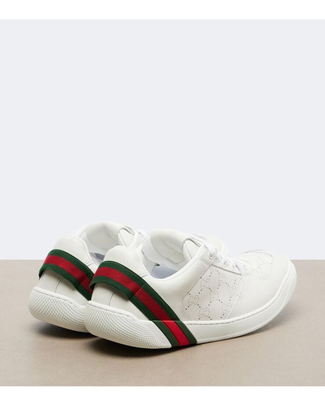 Gucci White Screener Gg Leather Sneakers