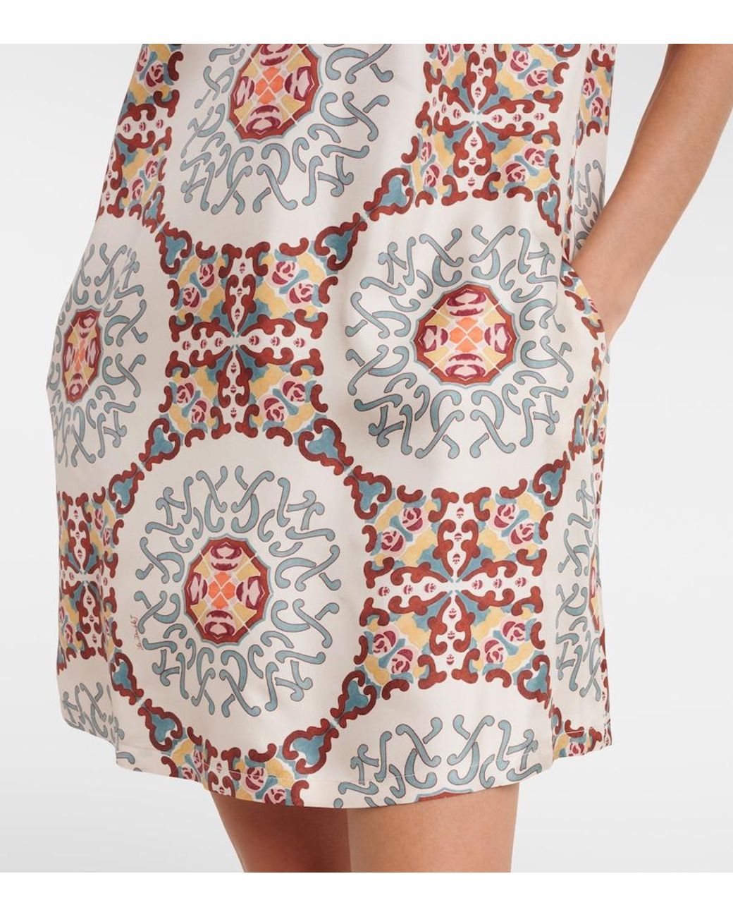 LaDoubleJ Multicolor Swing Printed Silk Satin Minidress
