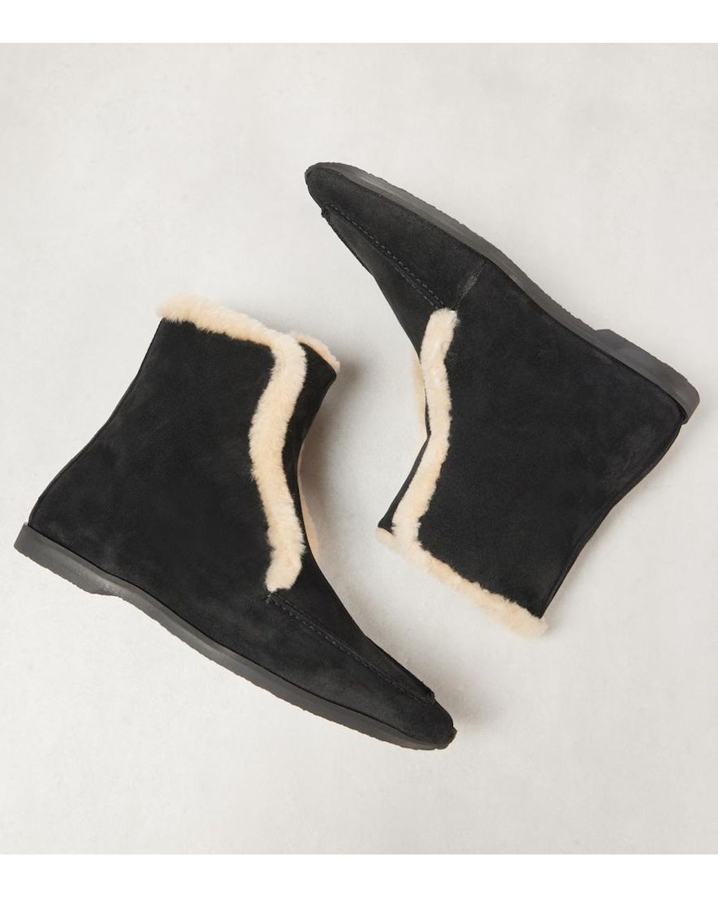 Totême  Black Shearling-Lined Leather Ankle Boots