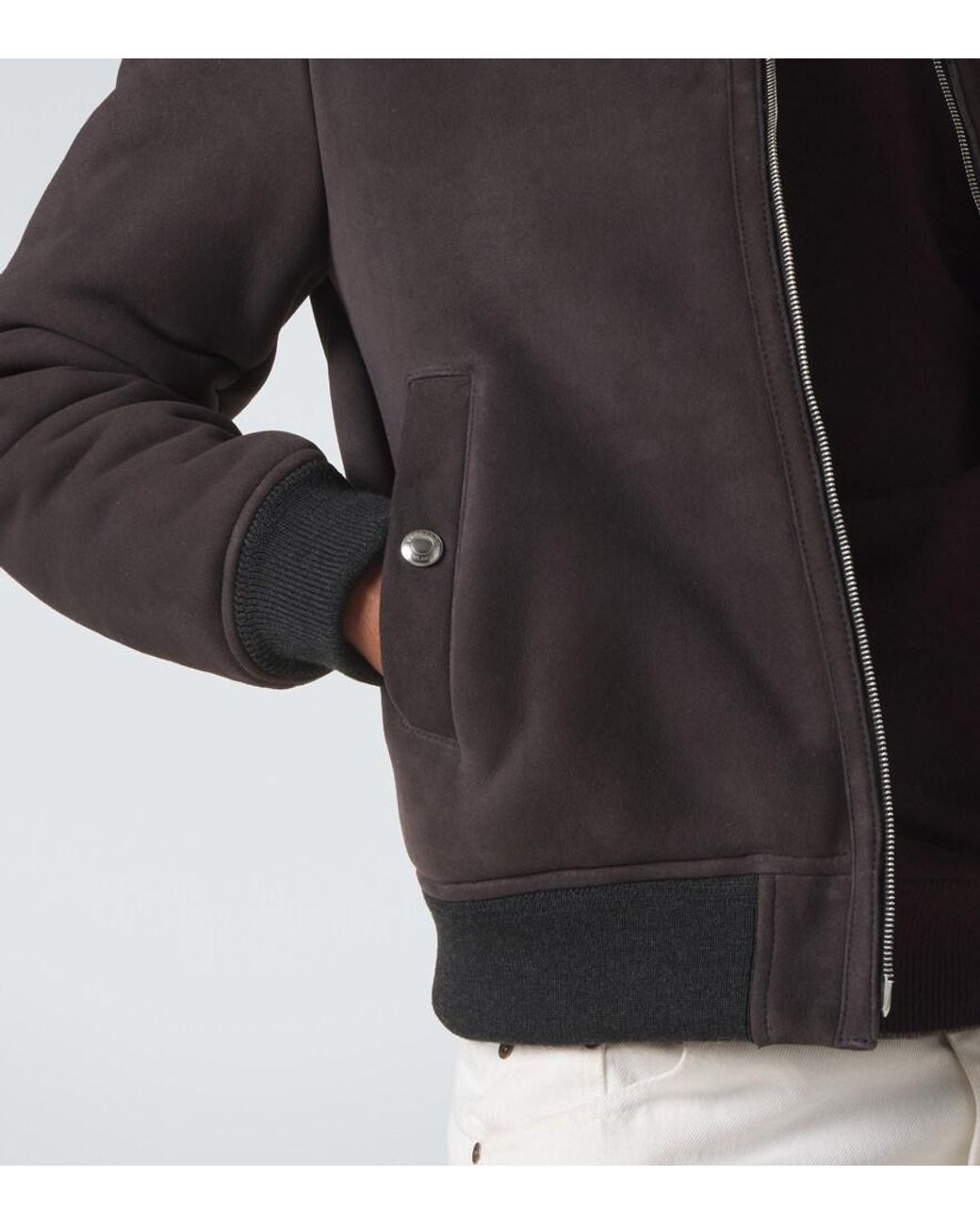 Eleventy Black Shearling-Lined Suede Jacket for men
