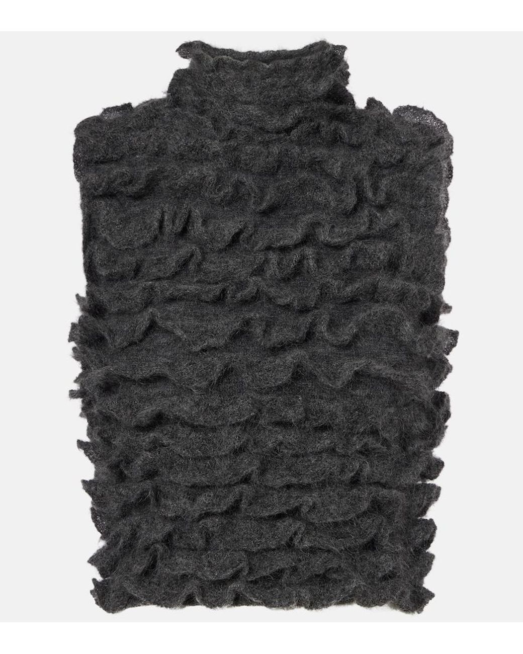 Alaïa Black Ruffled Mohair-Blend Turtleneck Top
