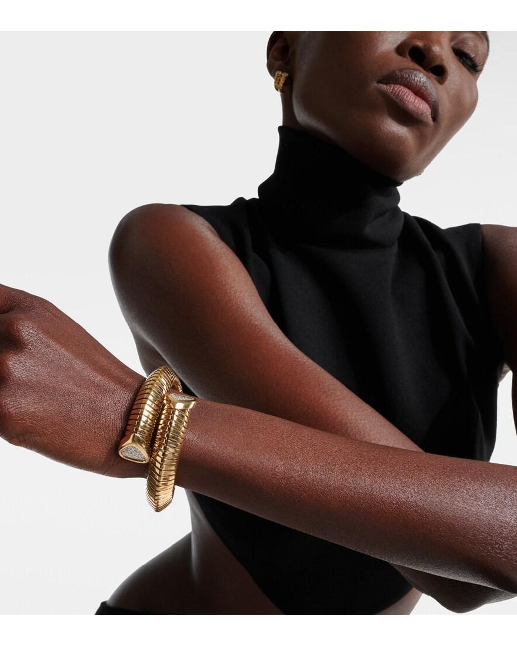 Marina B Metallic Trisola 18Kt Cuff Bracelet With Diamonds