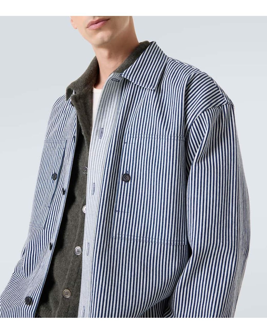 J.W. Anderson Blue Striped Cotton Overshirt for men