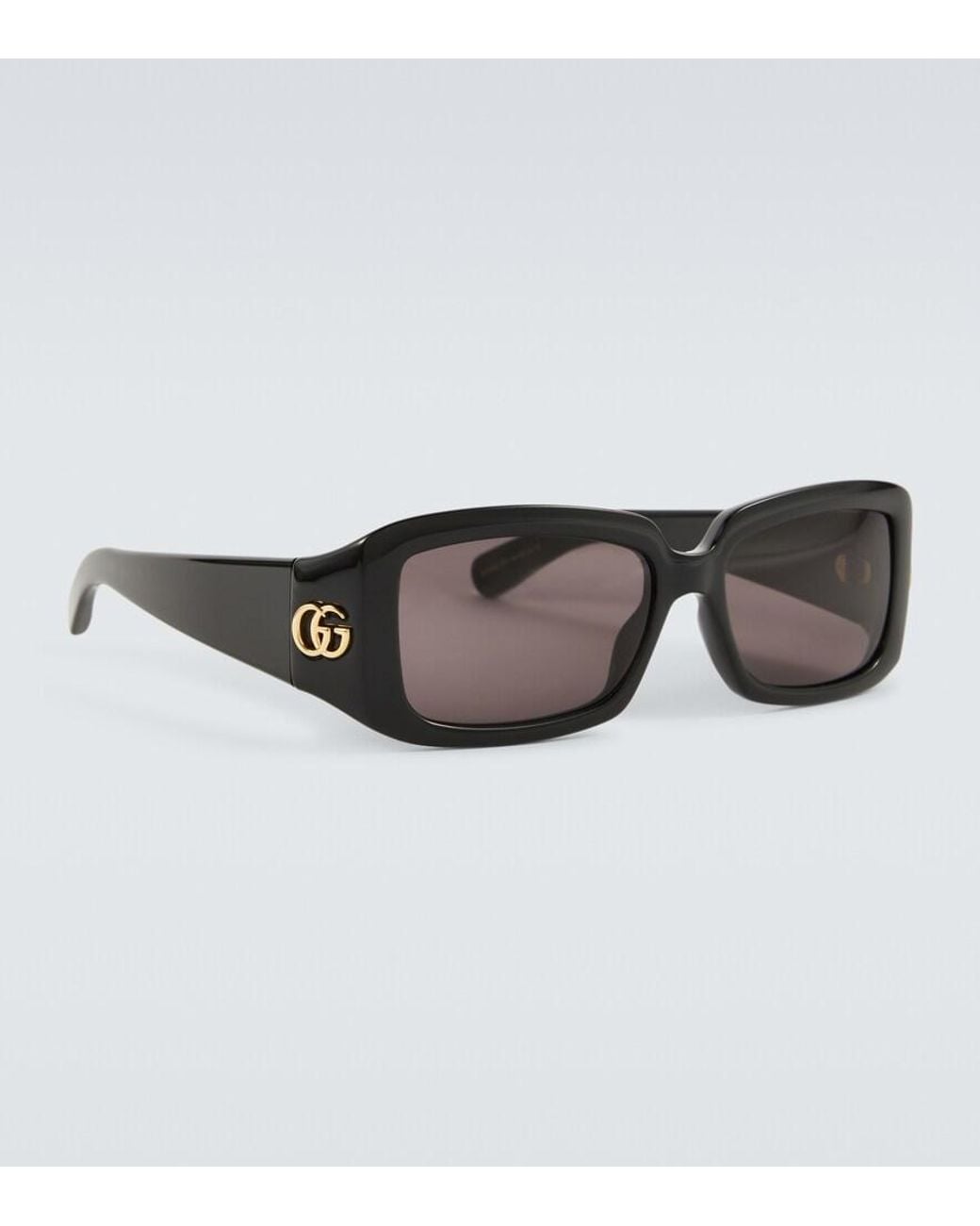 Gucci Brown Double G Rectangular Sunglasses for men