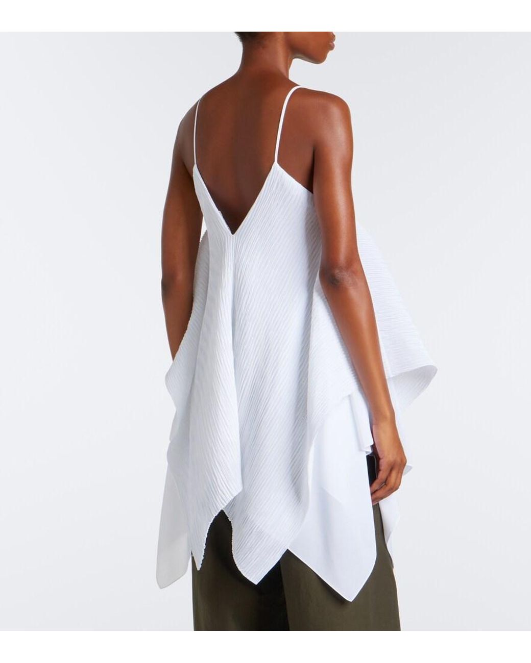 J.W. Anderson White Asymmetric Pleated Crepe De Chine Top