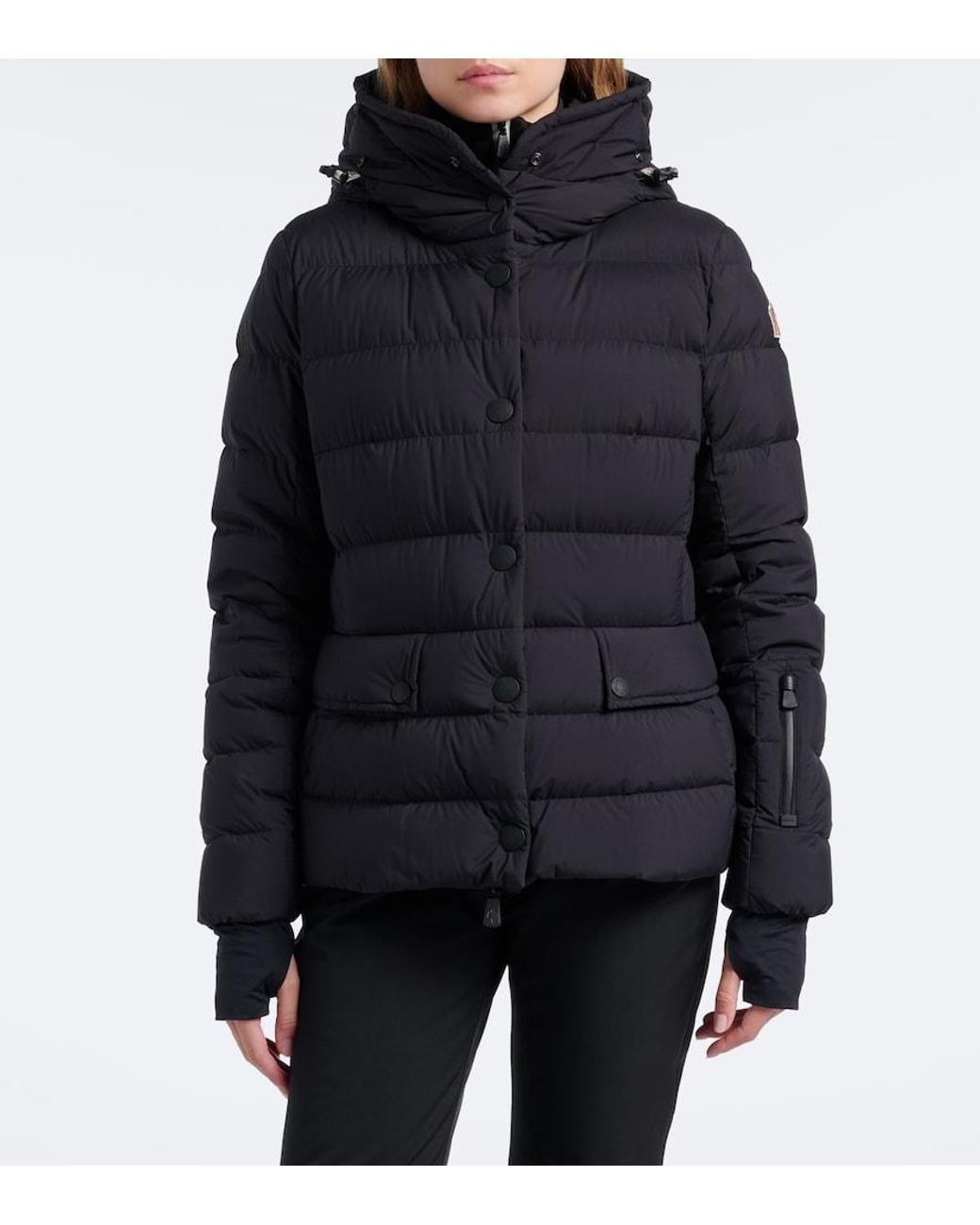 Moncler Black Armoniques Shearling-Trimmed Ski Jacket