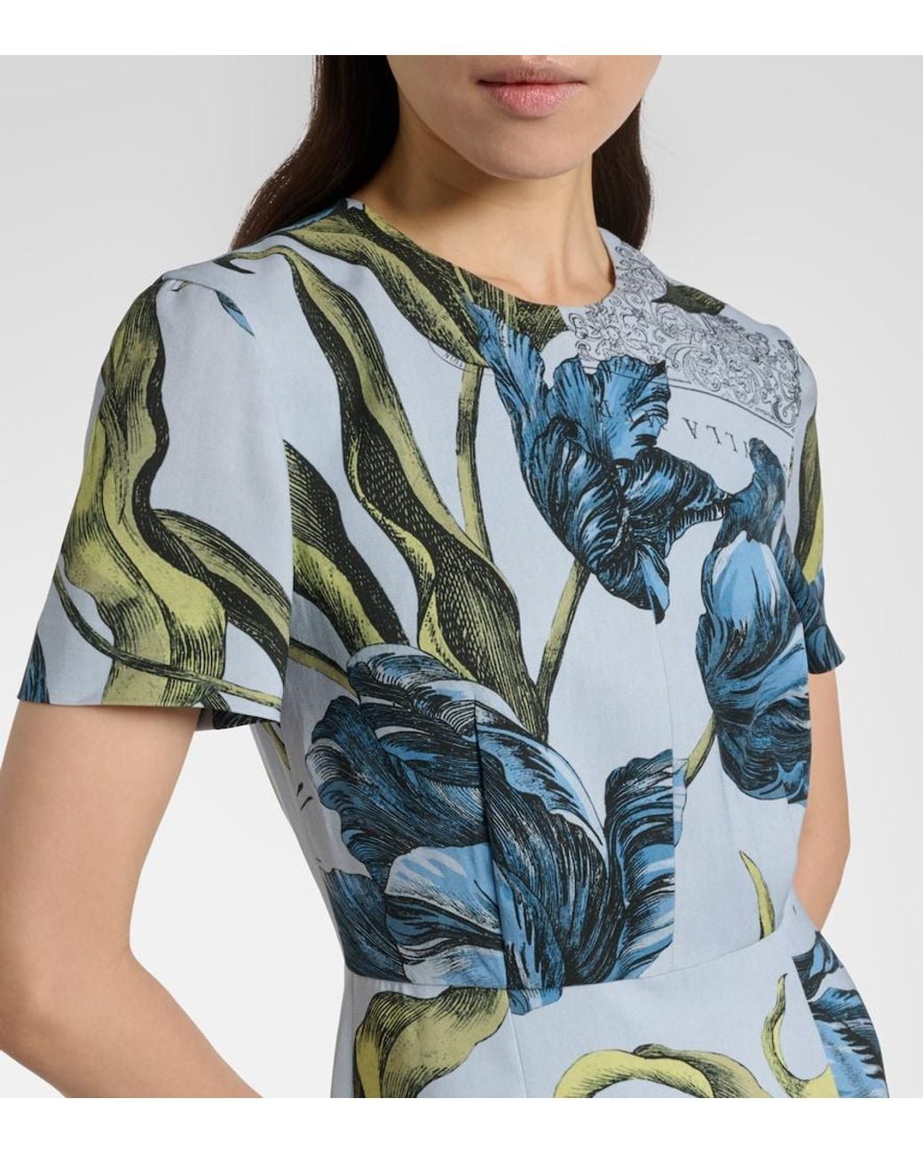 Robe Midi A Fleurs Erdem en coloris Blue