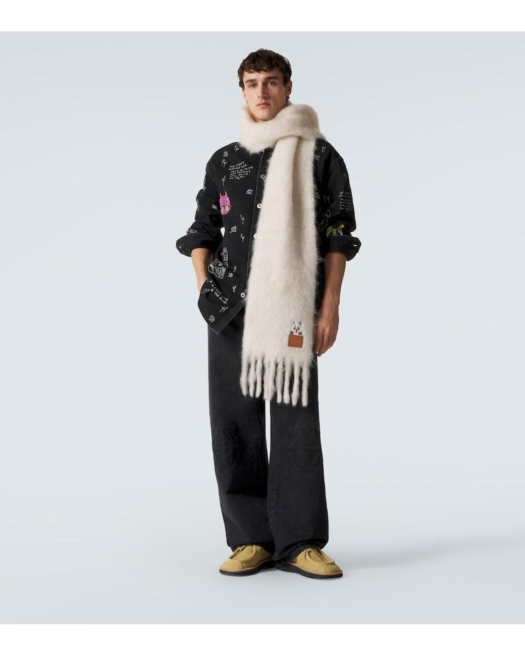 Loewe White X Louis Wain Mohair And Wool-Blend Scarf for men