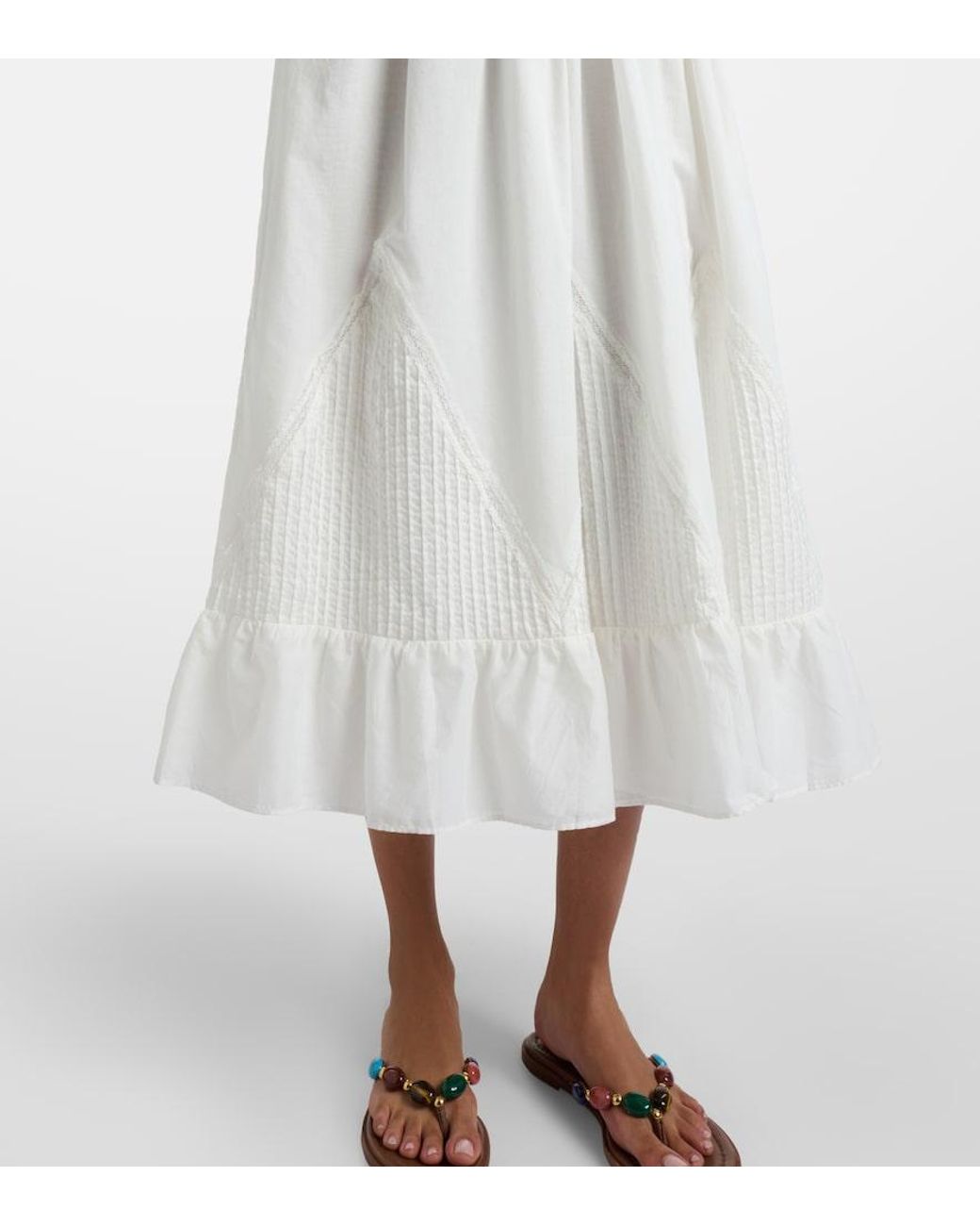 Faithfull The Brand White Sunniva Cotton Midi Dress