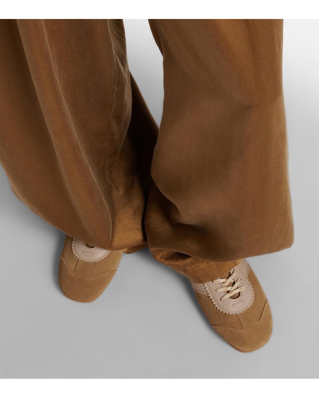 Dries Van Noten Brown Leather-Trimmed Suede Sneakers