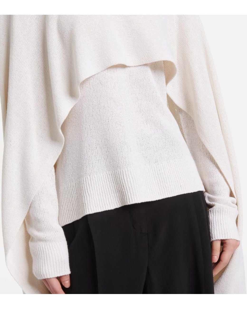 Totême White Knitted Silk Cape