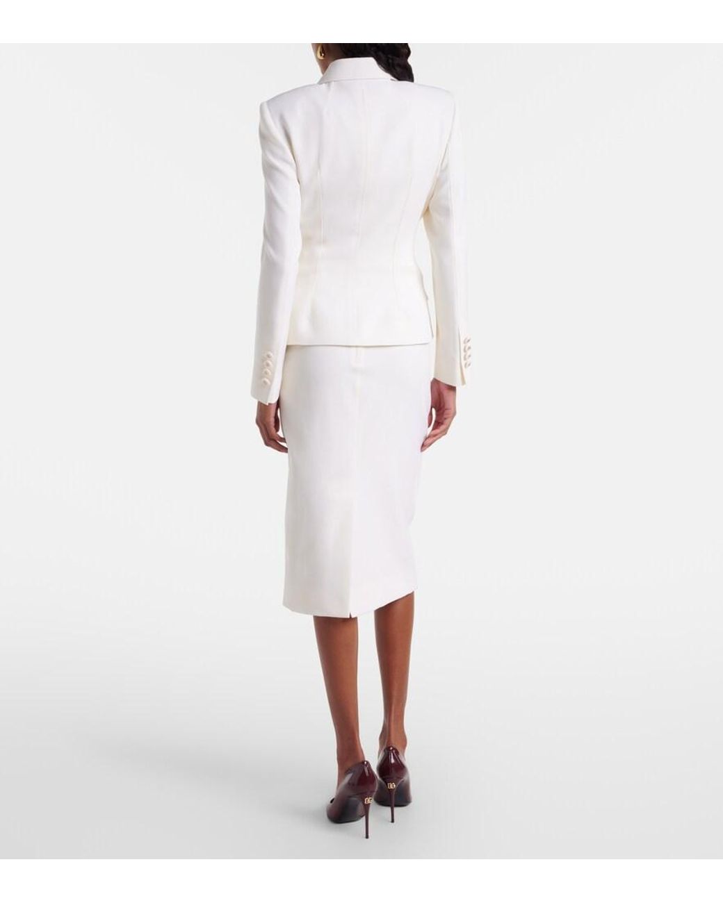 Dolce & Gabbana White Wool-Blend Pencil Skirt