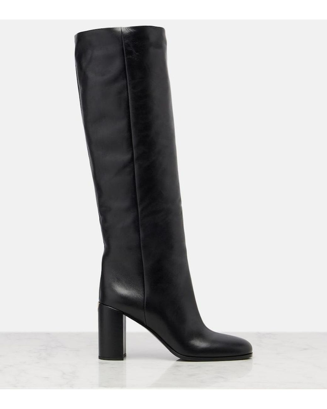 Prada Black Leather Knee-High Boots