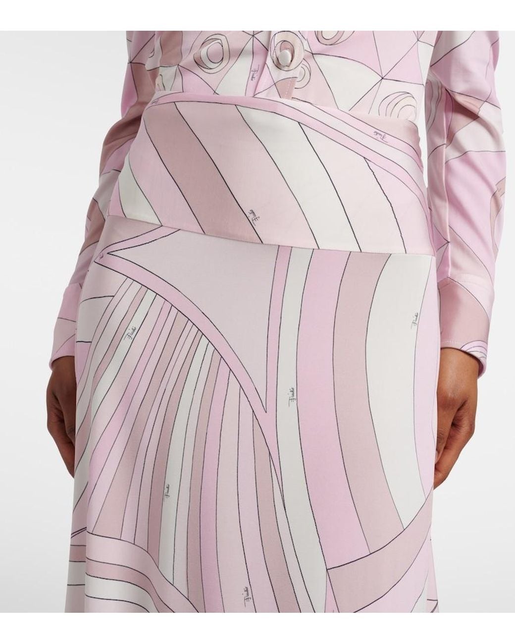 Emilio Pucci Pink Iride Satin Jersey Maxi Skirt