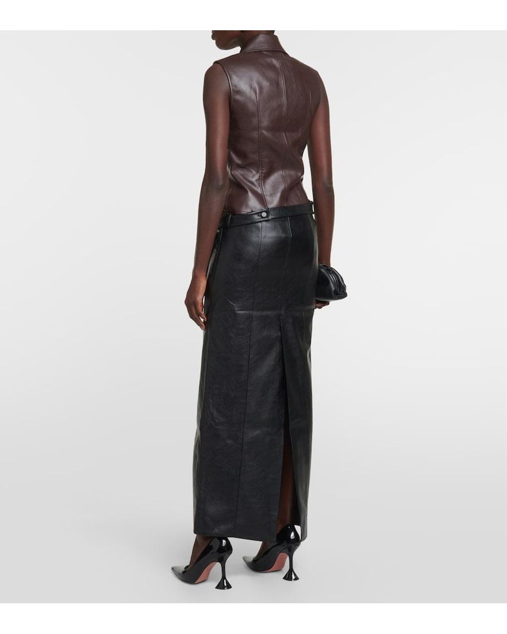 AYA MUSE Black Atyri Coated Midi Skirt