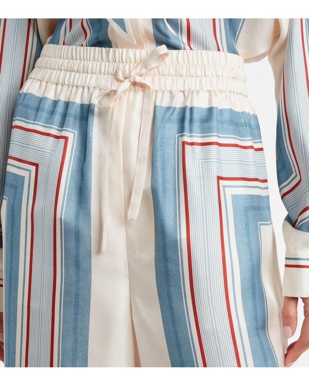 Zimmermann Blue Striped Silk Palazzo Pants