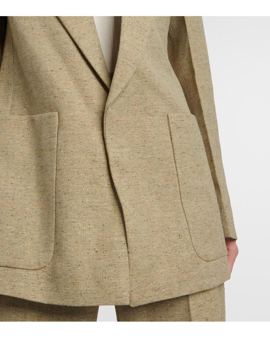 Victoria Beckham Natural Collarless Single Breasted Jacket