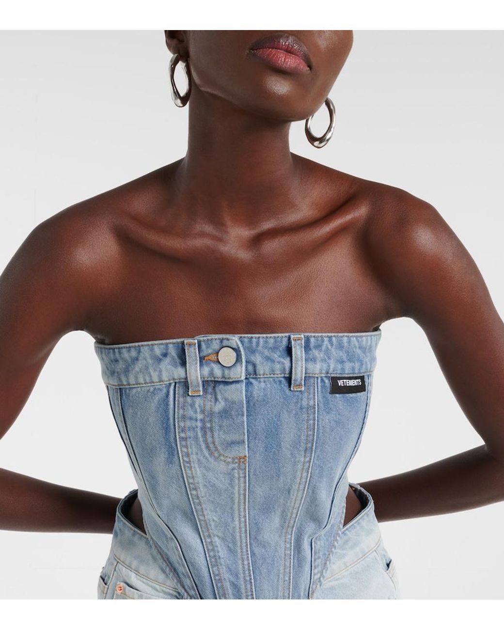 Vetements Blue Cotton Denim Corset