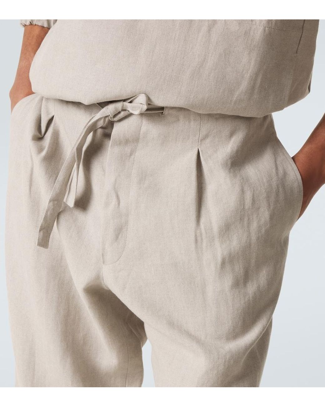 STÒFFA Natural Linen Straight Pants for men