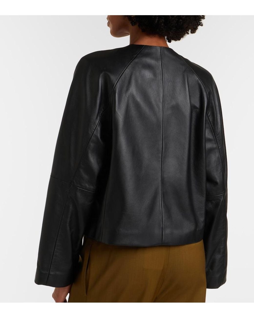 Max Mara Black Bouquet Leather Jacket