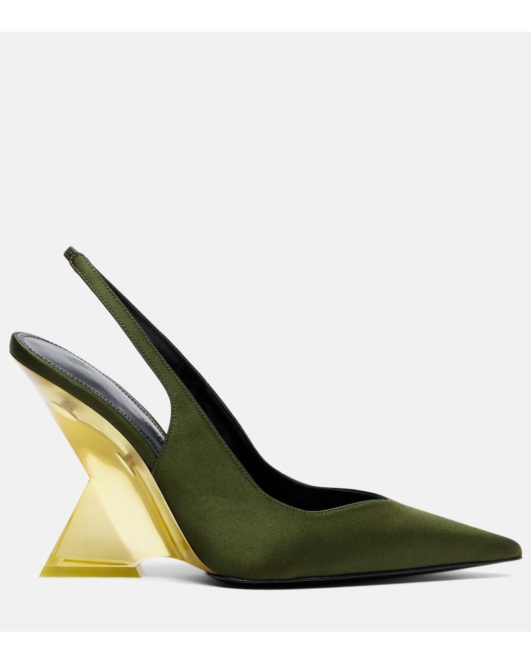 The Attico Green Cheope Satin Slingback Wedges