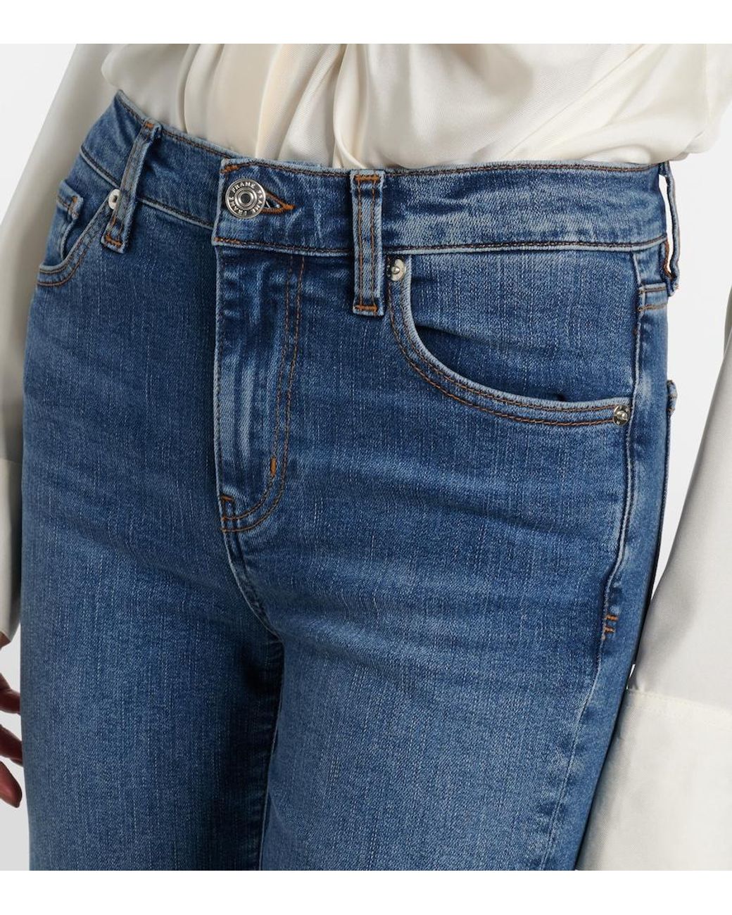 FRAME Blue Icon Long Mid-Rise Flared Jeans
