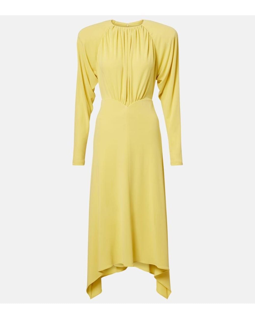 Stella McCartney Yellow Draped Jersey Midi Dress