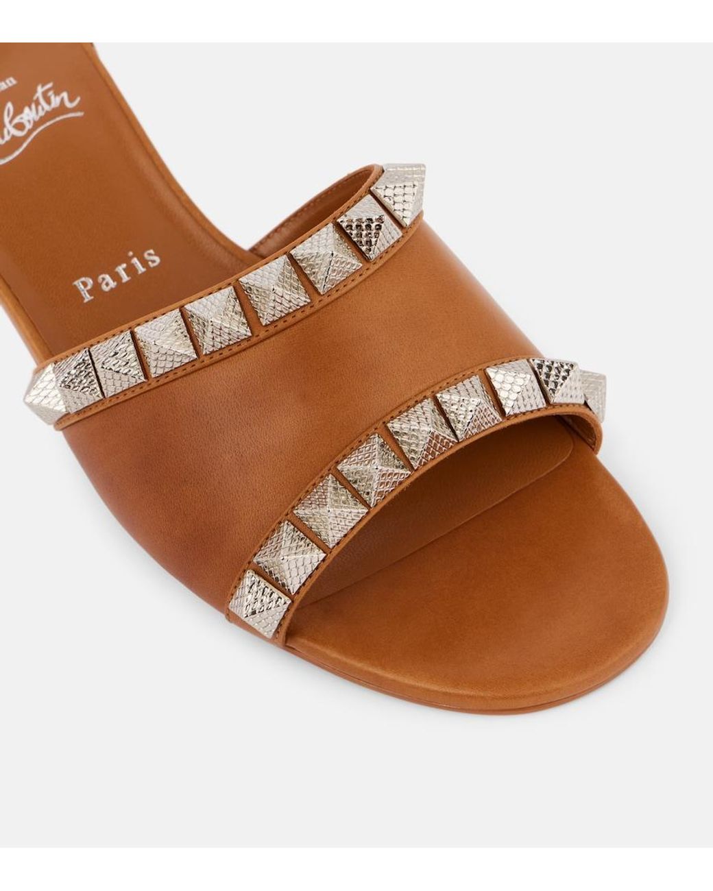 Christian Louboutin Brown Pyramule 30 Spiked Leather Mules