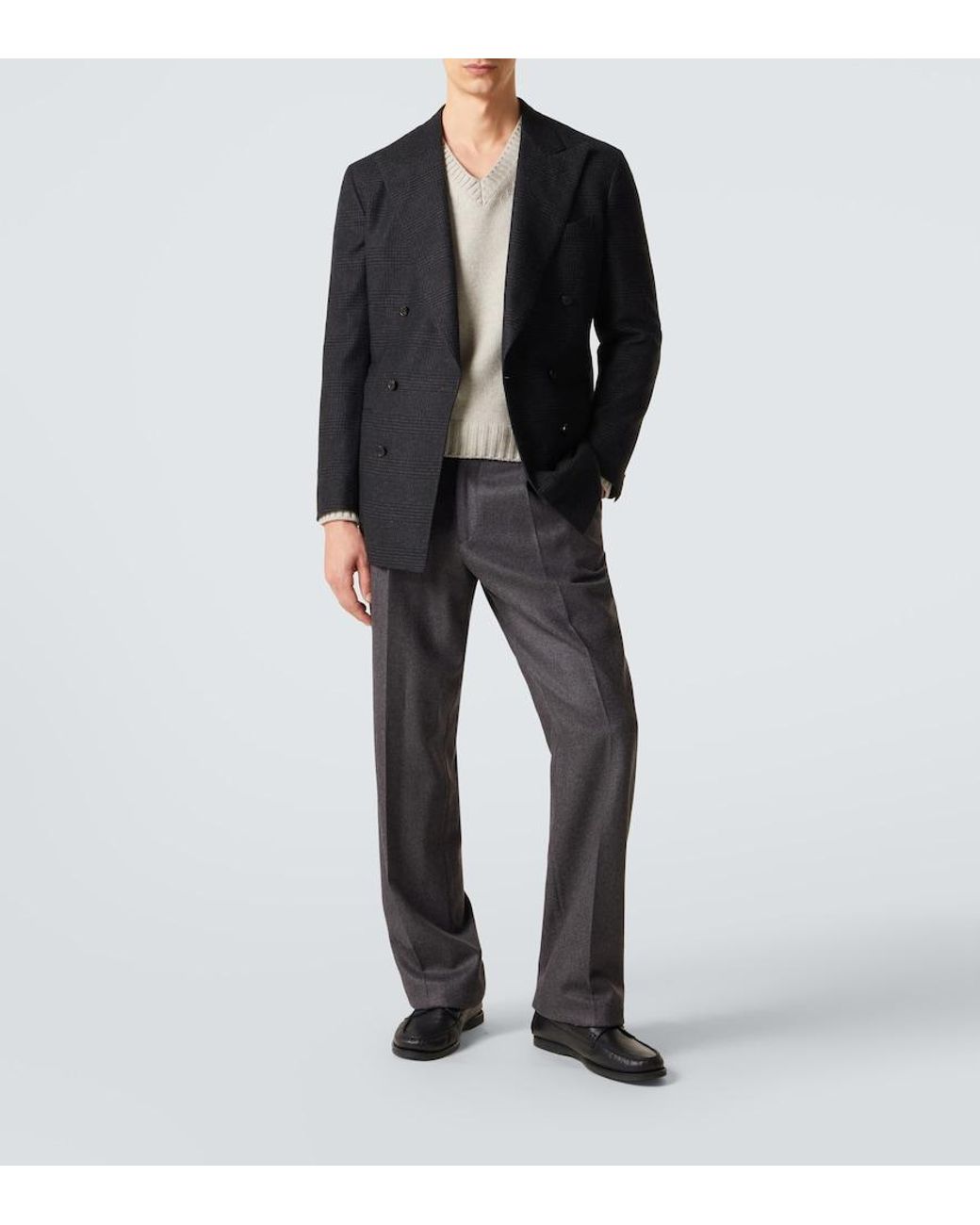 Saman Amel Blazer Aus Wollflanell in Black für Herren