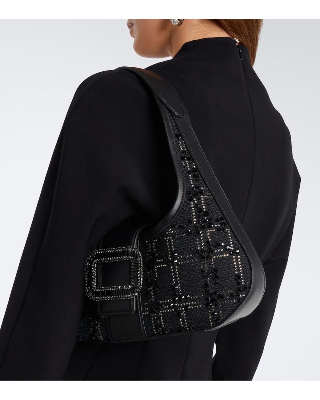 Roger Vivier Black Pilgrim Mini Embellished Top-Handle Bag