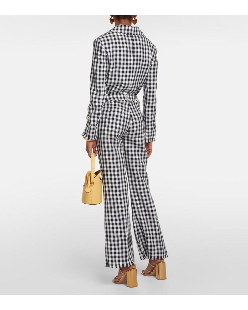 Etro White Gingham Flared Pants