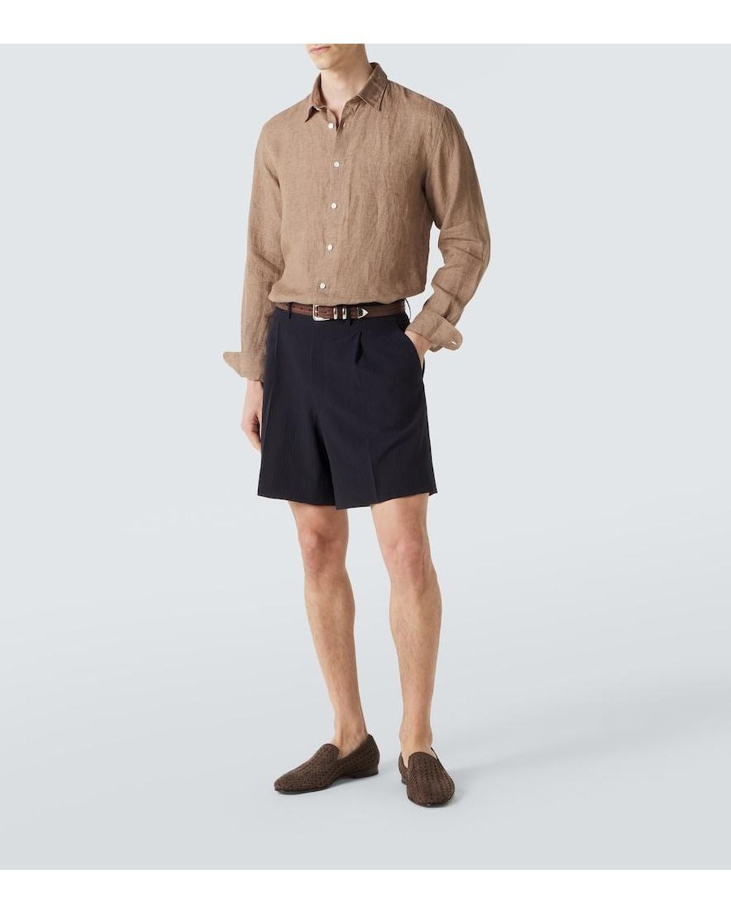 Sunspel Brown Linen Shirt for men