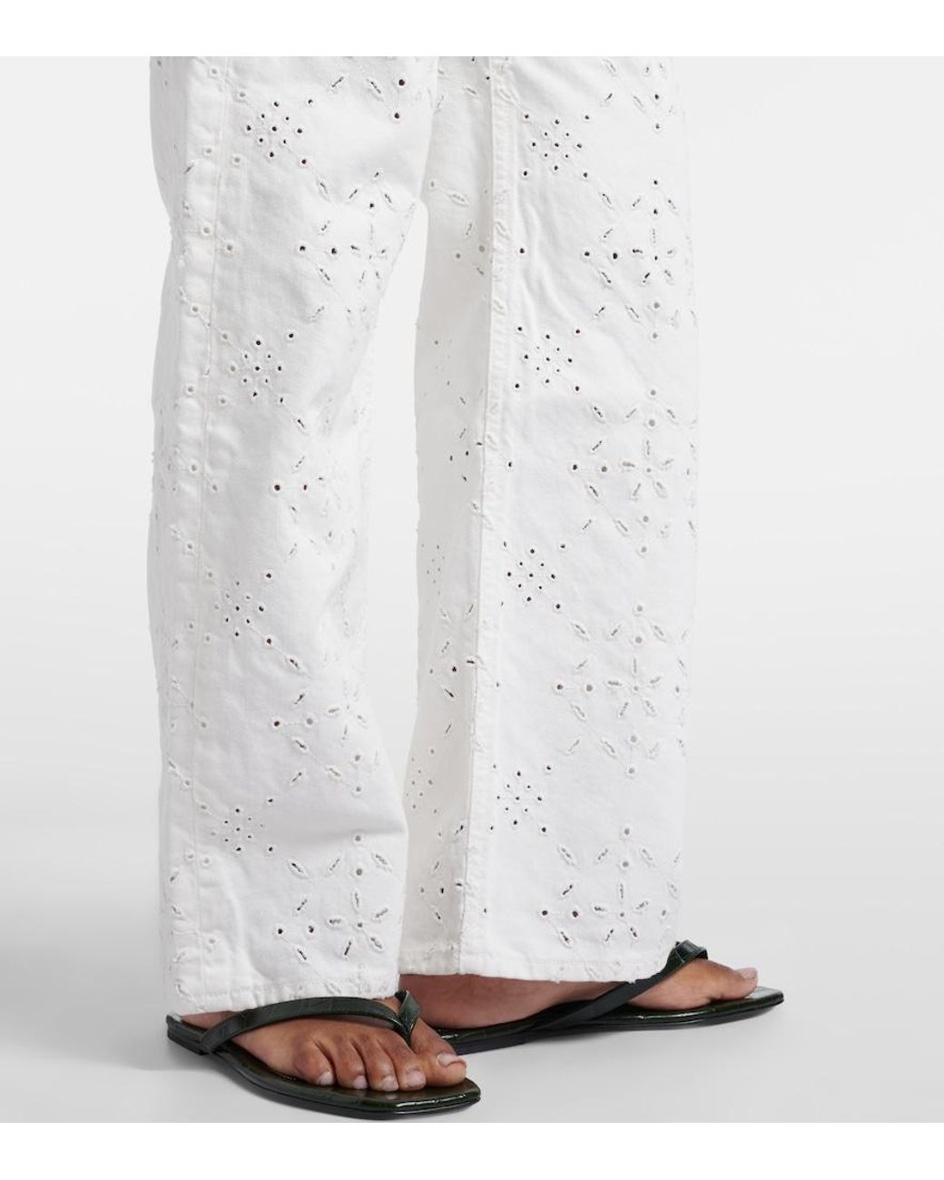 Citizens of Humanity White Lindz Broderie Anglaise Straight Jeans