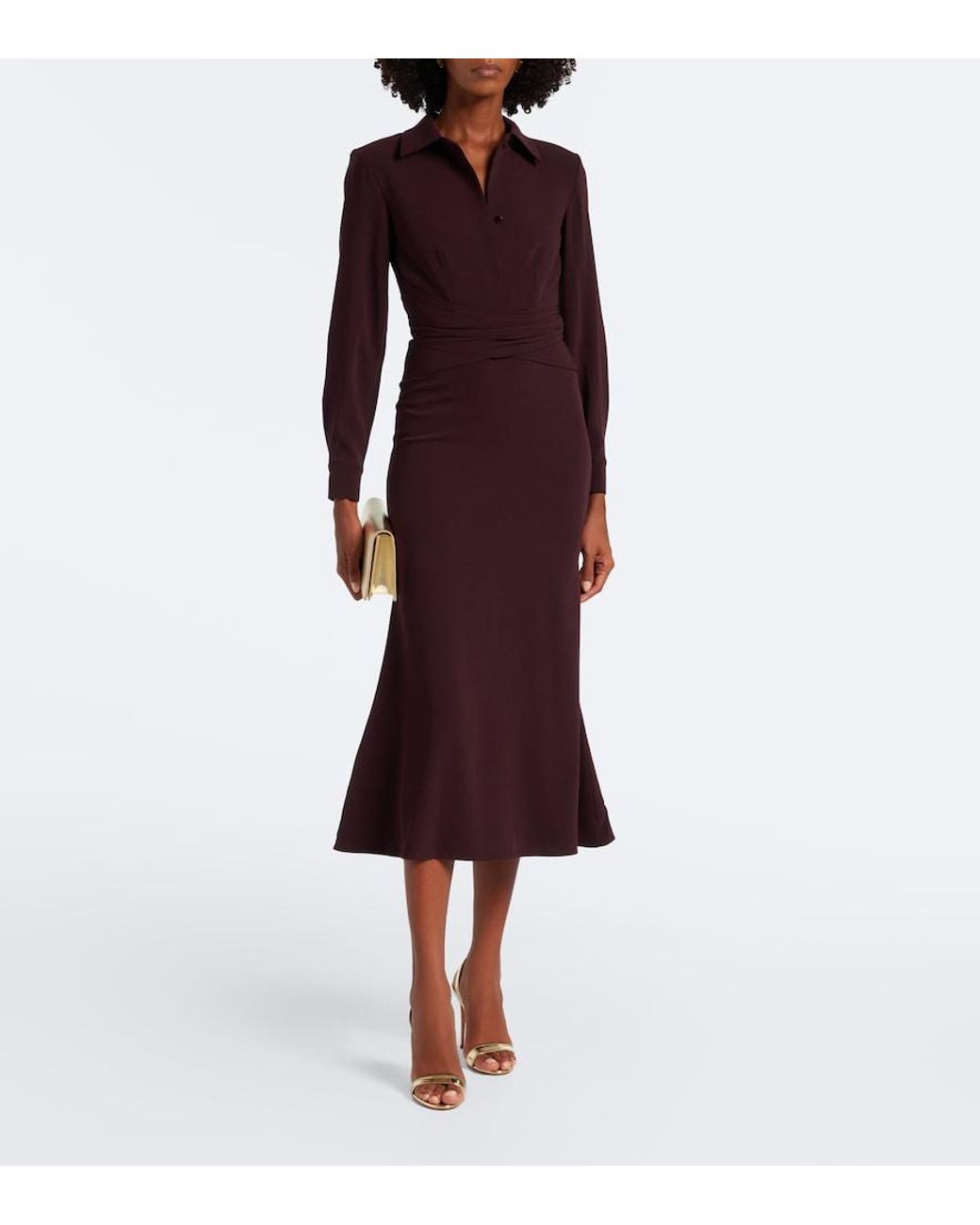 Roland Mouret Purple Draped Crepe Midi Dress