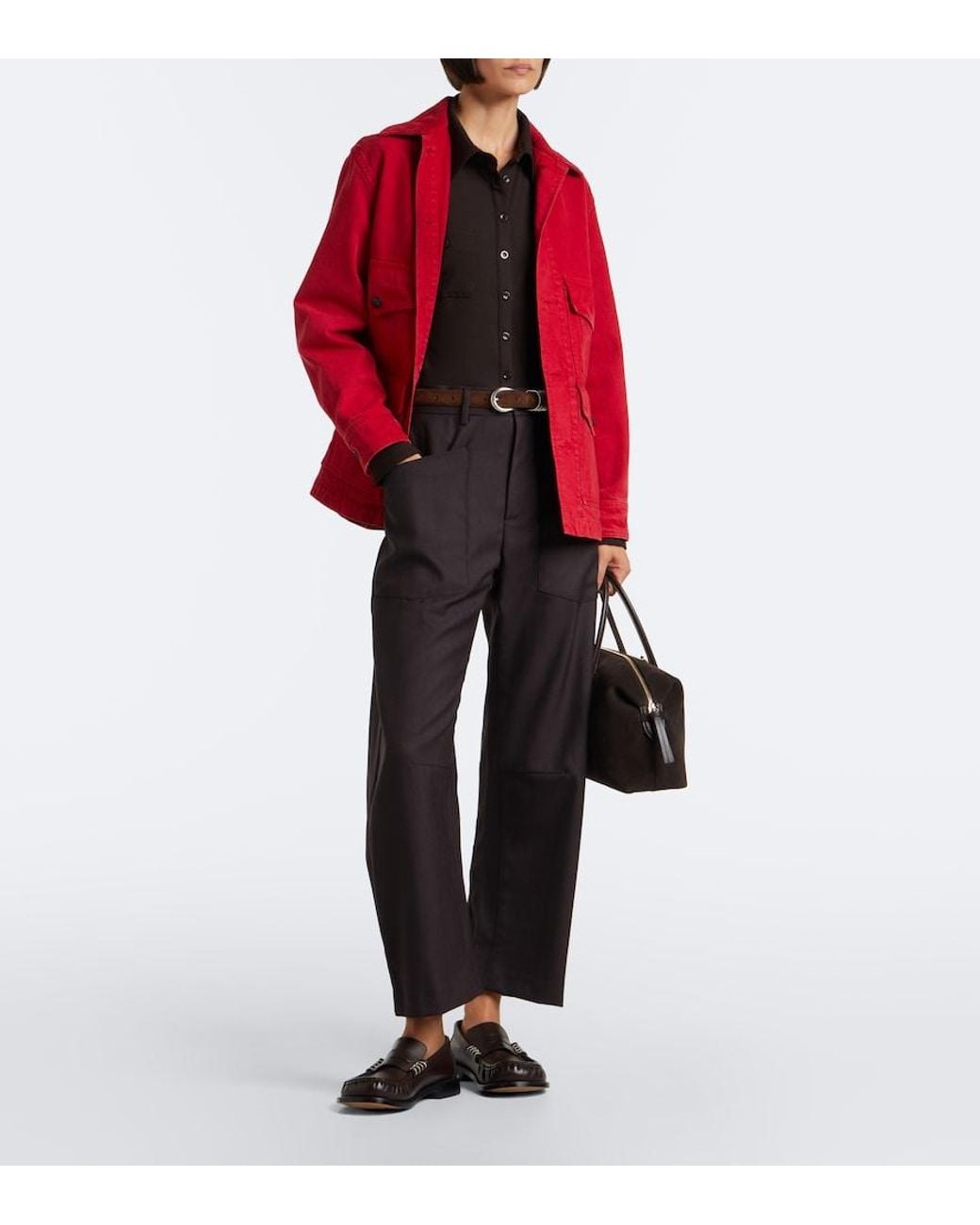 Nili Lotan Black Shon Virgin Wool Barrel-Leg Pants