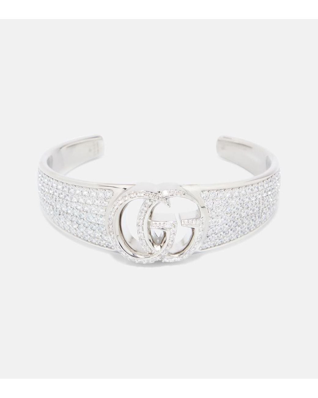 Gucci Metallic Gg Marmont Embellished Cuff Bracelet