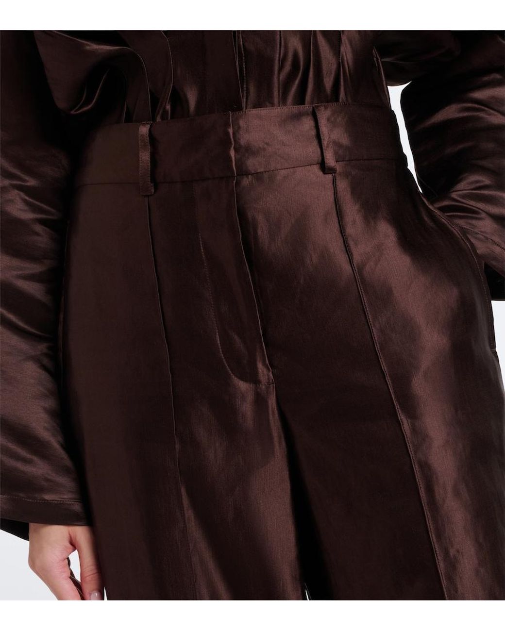 Joseph Brown Jnane Linen And Silk Wide-Leg Pants