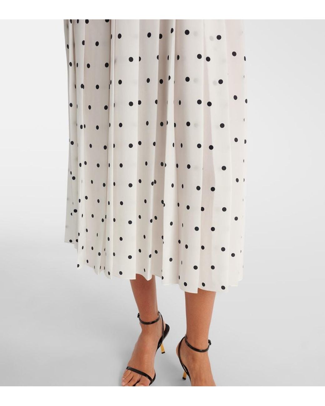 Alessandra Rich White Polka-Dot Silk Midi Dress