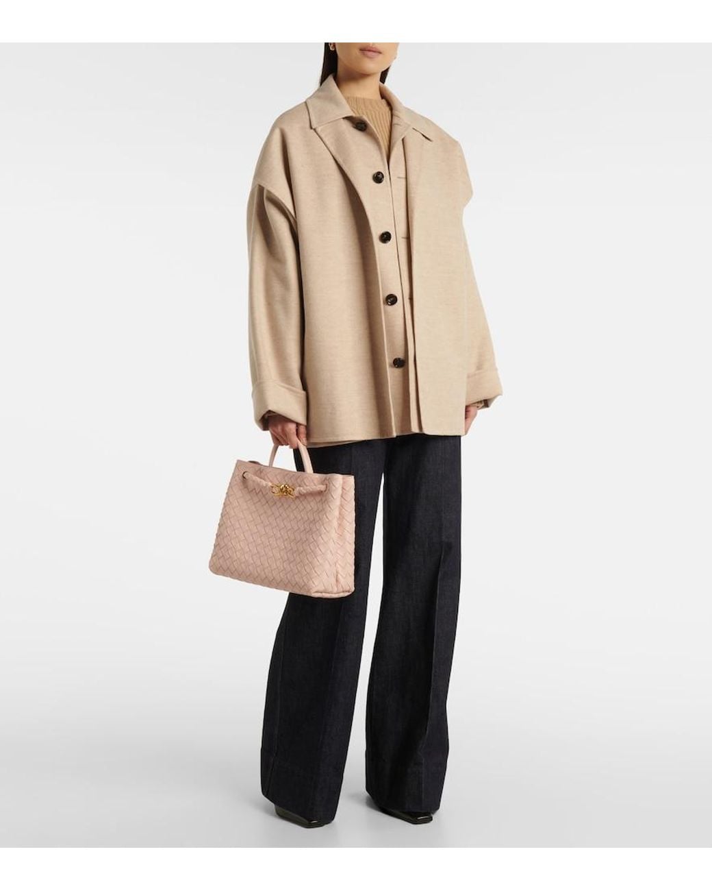 Bottega Veneta Natural Wool And Cashmere Car Coat