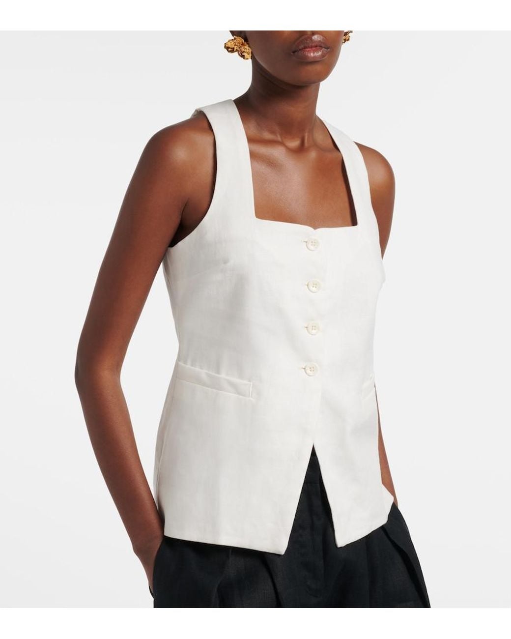 Faithfull The Brand White Jackie Linen Vest