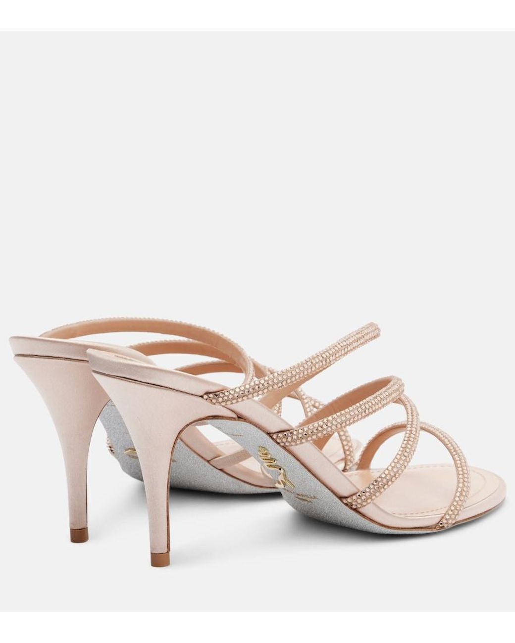 Rene Caovilla Pink Crystal-Embellished Sandals