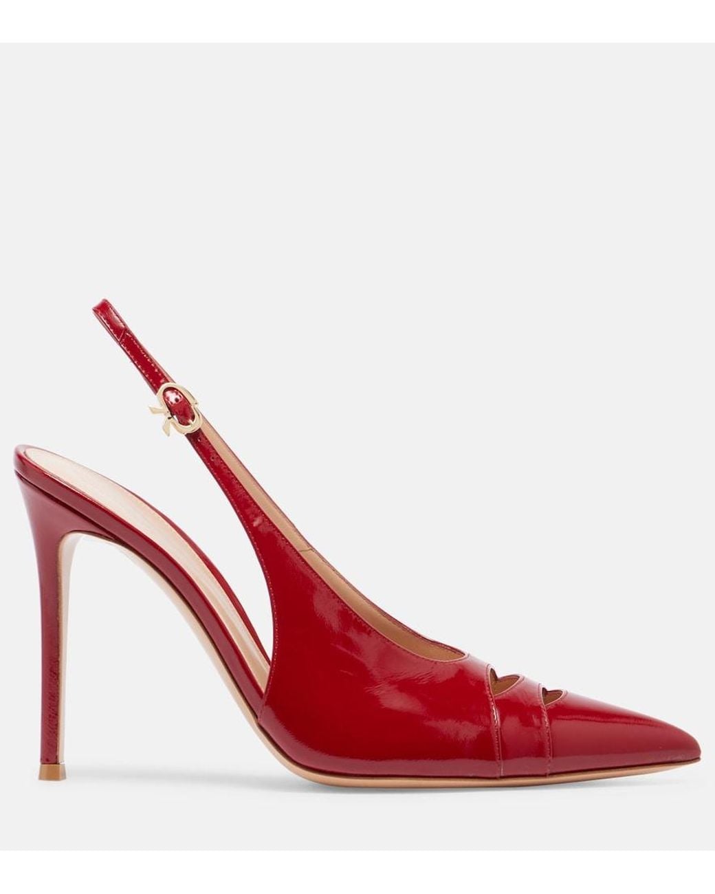 Gianvito Rossi Red 105 Patent Leather Slingback Pumps
