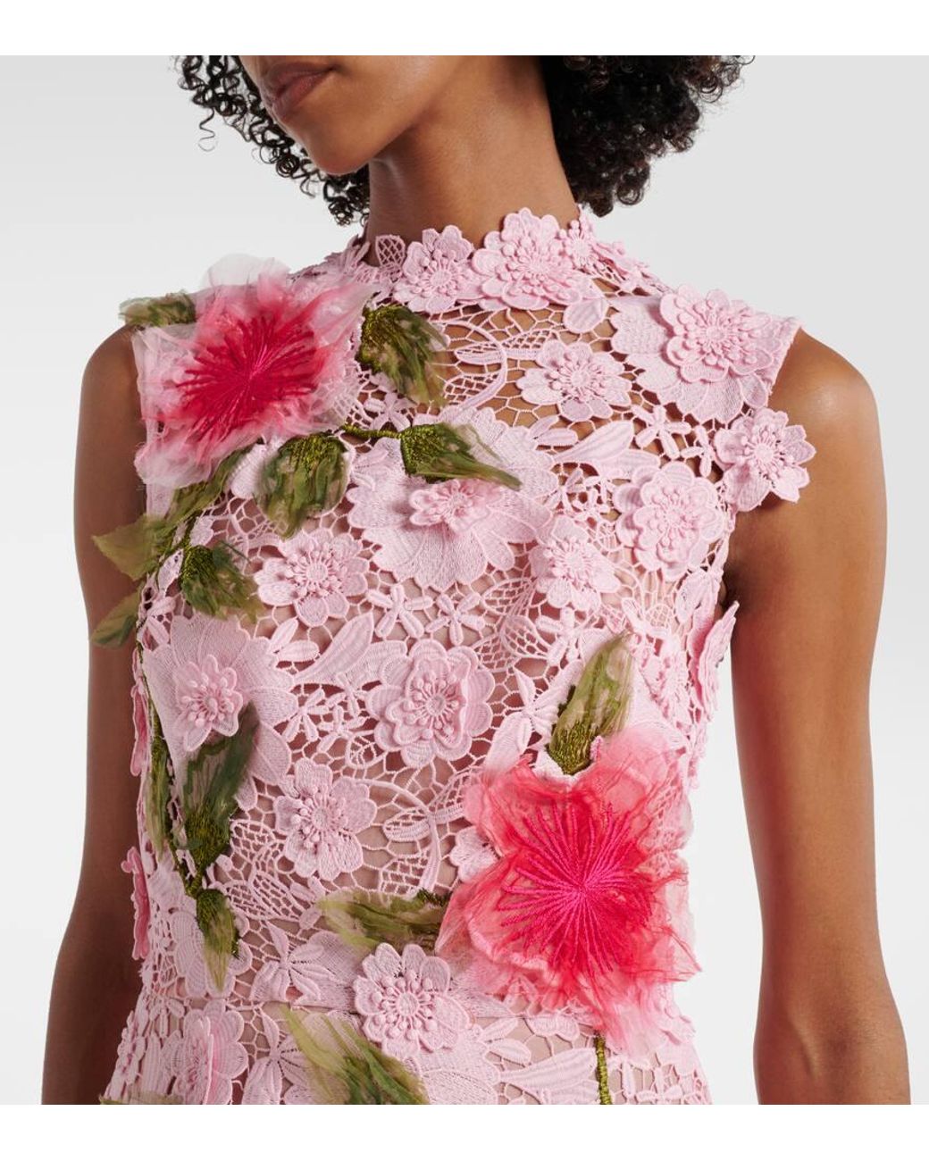 Oscar de la Renta Embroidered Guipure Lace Maxi Dress in Pink | Lyst Oscar de la Renta Embroidered Guipure Lace Maxi Dress in Pink | Lyst
