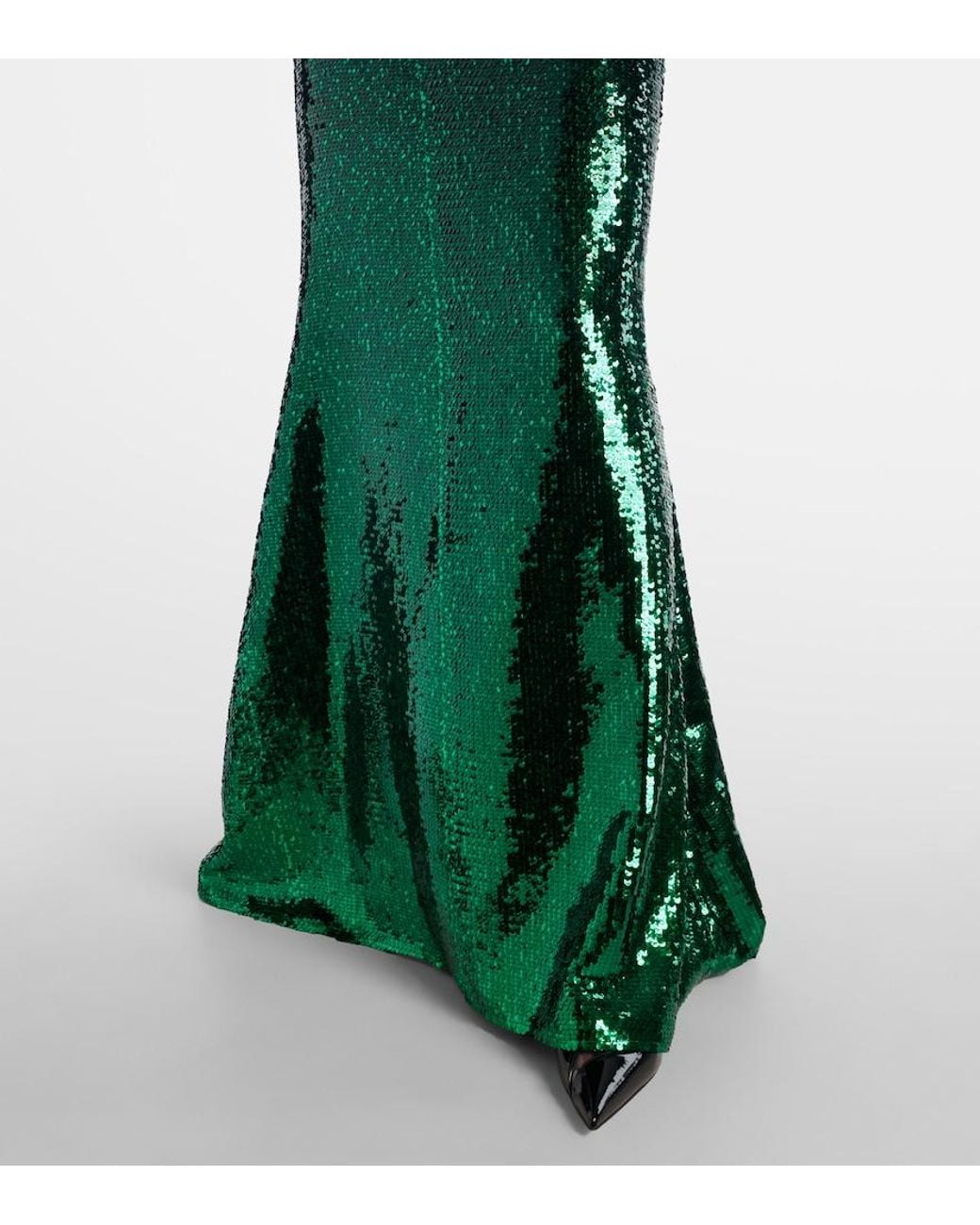 Elie Saab Green Sequined Off-Shoulder Gown
