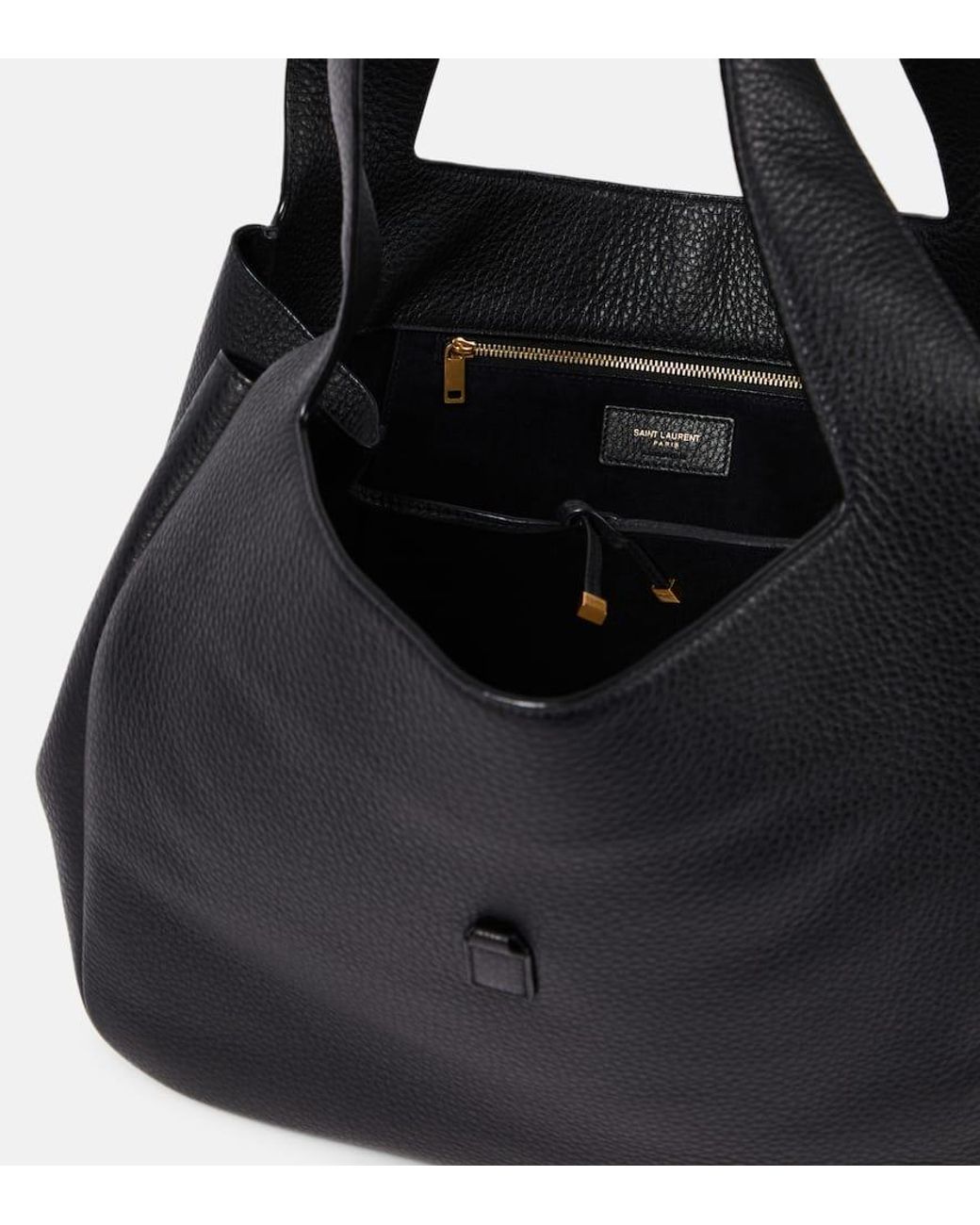 トートバッグ SAINT LAURENT BEA BLACK LEATHER TOTE BAG SAINT LAURENT Le 5 À 7 Bea textured-leather tote | NET-A-PORTER